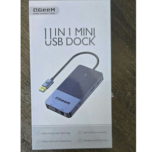 QGeeM 11 in 1 Mini USB Dock, USB 3.0 Docking Station, Triple Display USB Hub NEW